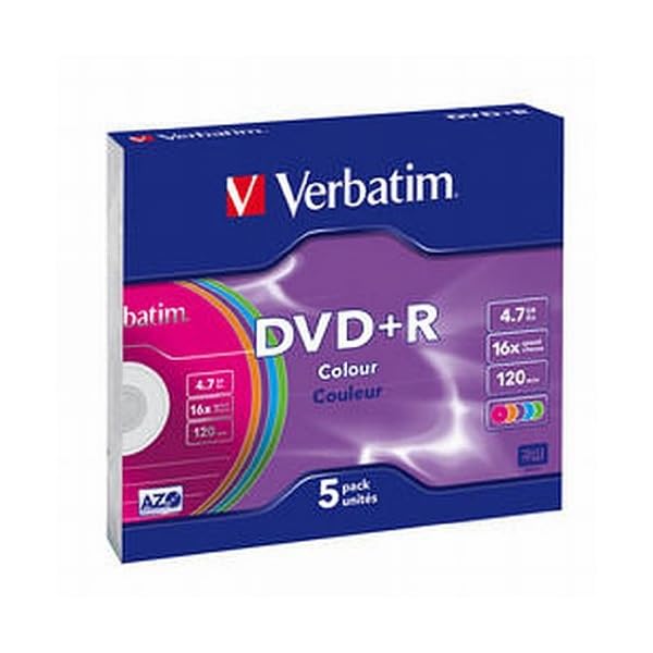 Verbatim DVD+R Advanced AZO 16x Speed Colour Surface 5er Pack Slim Case DVD-Rohlinge