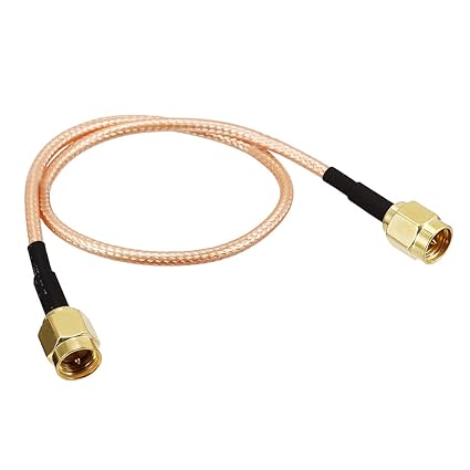 sourcing map 300 mm de Longitud de Cable Dorado SMA Hembra a SMA Jack Macho en