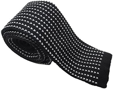 Szeagle Polyester Man Knit Woven Neckties Black White Check