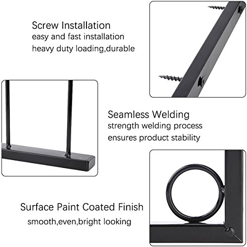 Kernorv Wall Clothing Rack, Wall Garment Racks 5 Rings Hanging Clothing Garment Rack (Set of 3, Black) - Thumbnail 6