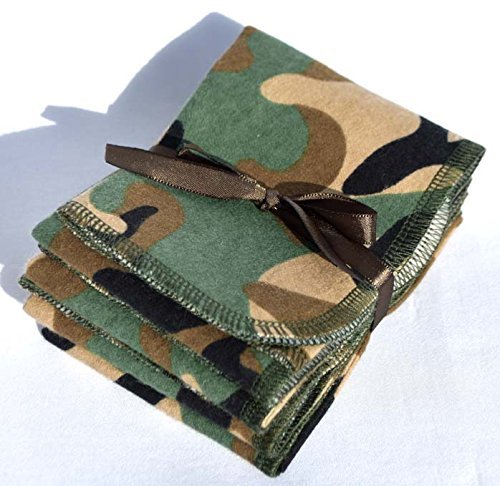 1 Ply Printed Flannel Washable, Camouflage -Set Napkins 14x14 inches 4 Pack - Paper-less towels (R) Flannel