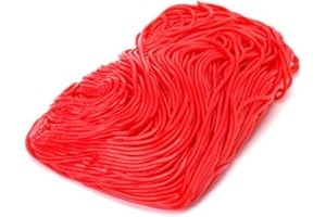 SWEETGLOB Licorice Laces Juicy Gummy Shoe Strings Candy (Red Strawberry, 1 Pound)