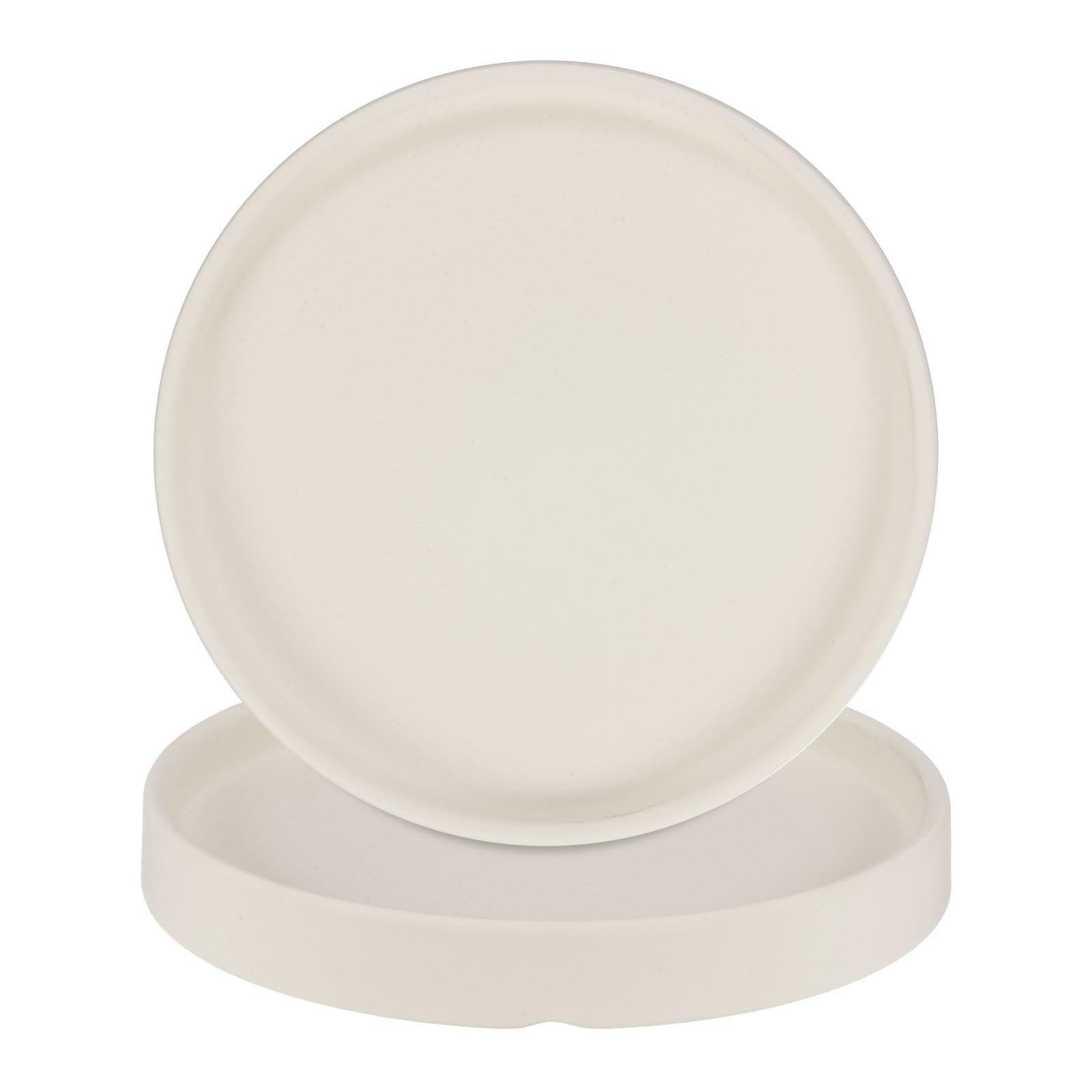 M METERXITY 2-Pack Ceramic Plant Saucer, 6.3 Inch 16cm Plant Water Catcher Tray, Plant Pot Saucers for Indoor/Outdoor Plants/Flower Drainage Drip Water Tray [Round Light Gray]