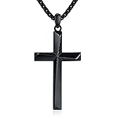 Black Cross Necklace for Men 925 Sterling Silver Cross Pendant Necklace Cross Jewelry Gifts for Men Women