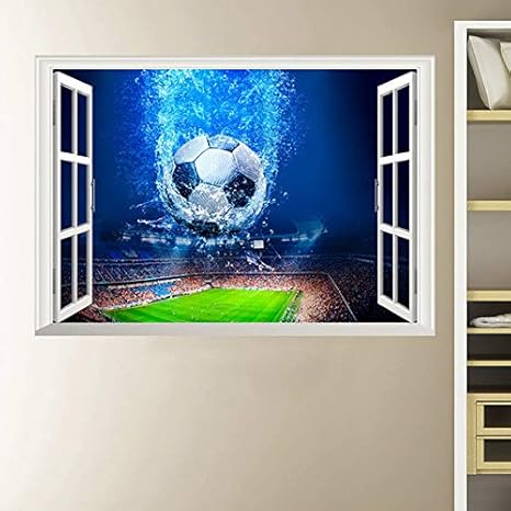 Huaduo 3D Ventana de fútbol balón de fútbol Pegatinas de Pared ...