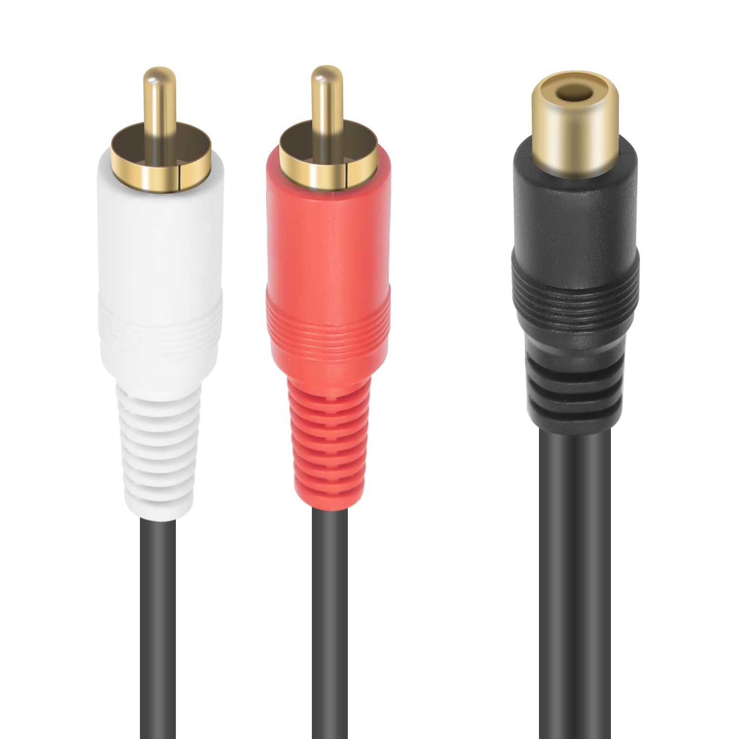 Duttek RCA Y Splitter Cable, RCA Female to Dual RCA Male Stereo Audio Phono AV Extension Splitter Cable with 24K Gold Plate for Audio Amplifier Subwoofer (1.5 meter)