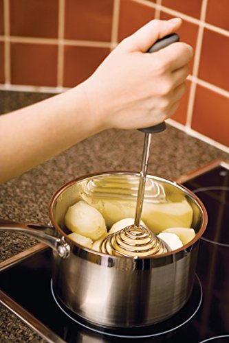 Dreamfarm Smood - One-Press Spring Coil Potato Masher with Silicone Pot Scraper (Black)