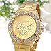JewelryWe Luxury Women Men Unisex Gold Tone Stainless Steel Band Quartz Wrist Watch Fathers Day Gift