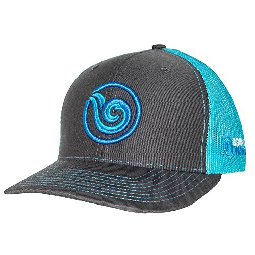 Born of Water Signature Puff Trucker Hat: Scuba Dive | Freediving | Spearfishing - Charcoal/Neon Blue