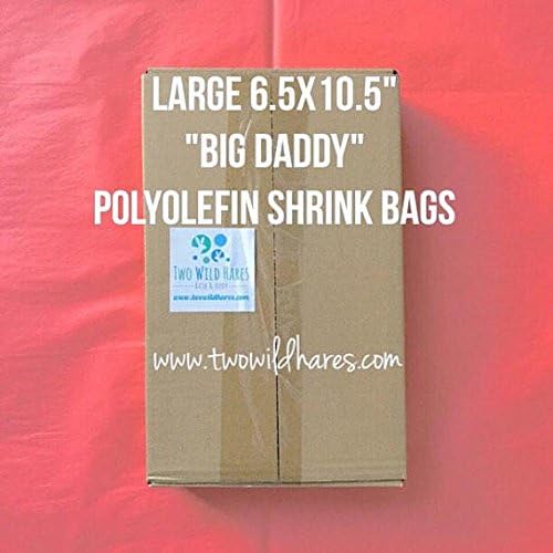 500-LG 6.5x10.5 POLYOLEFIN Shrink Bags (Smell Thru Plastic) 75 g, Fits 4" Big Daddy Bath Bomb!