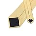 Hi-Tie Mens Gold Plaid Silk Tie Hanky Cufflinks set (Gold)