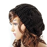 EUBUY Winter Warm Baggy Beret Chunky Knitted Braided Beanie Hat