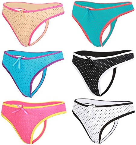 6 Pack Women's Panty Cotton Sexy Thongs Underwear Soft Lingerie G-Strings Set 3202 S/M