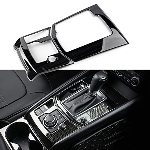 ANFOKAS 2pcs Car Gear Panel Cover Trims for Mazda CX-5 2022 2021 2020 2019 2018 2017 Interior Center Consoles Gear Shift Knob Cover Frame - Stainless Steel Black (Fit Left Side Drive Car)