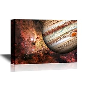 Astronomy Canvas Wall Art - Planet Jupiter in Solar System - Gallery Wrap Modern Home Art | Ready to Hang - 12x18 inches