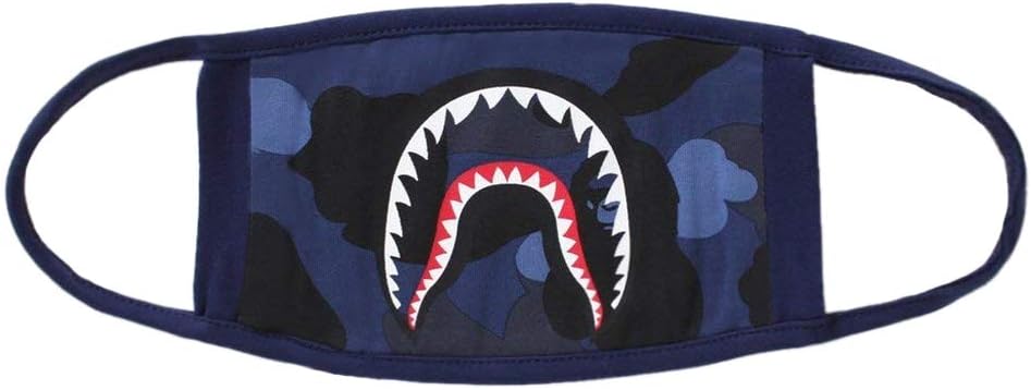 Shark Face Mask, Bape Cotton Fashion Anti-dust Half Face Mouth Mask for Boys and Girls (Blue)