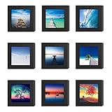 9PCs 4x4 Square Picture Frames Black Wood Instagram Photo Image fit Window 3.6 x 3.6 Wall Decoration