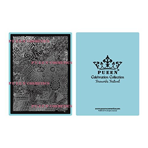 PUEEN Nail Art Stamping Plate Celebration Collection - FIREWORKS FESTIVAL - NEW INVENTION Super Size All You Can Stamp Full Size Stamping Image Plates Manicure DIY (Infinite Images With Your Creativity)-BH000435