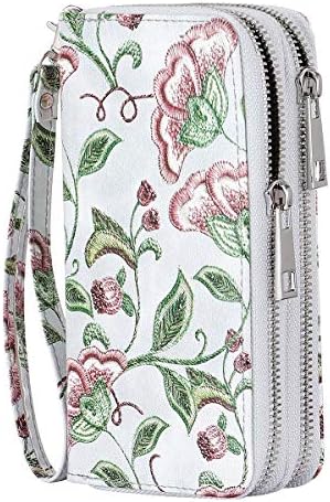 HAWEE Cellphone Wallet for Women Dual Zipper Long Purse with Removable Wristlet