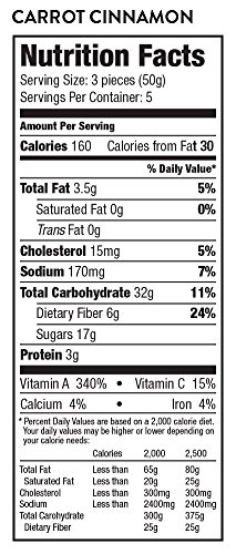 Farm&Oven Bite-Sized Carrot Cinnamon Cake - Dense, Brownie-Like Texture - Get 40% of Your Daily Veggies, Probiotics and Fiber - Non-GMO - Includes 3 Bite Size Pieces Per Pack, 5 Packs Per Box - Thumbnail 2