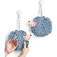 Sophie & Panda Fuzzy Ball Hand Towels (Set of 2) - Dry Your Hands Instantly and conveniently with This Creative Hand Towel Hedgehog Decorative Towels for Bathroom (Pack of 2, Blue)