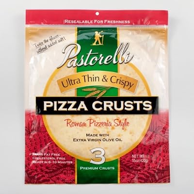 Pastorelli Ultra Thin & Crispy Pizza Crust Cholesterol Free 15oz - 3 Premium ...(Pack of 2)