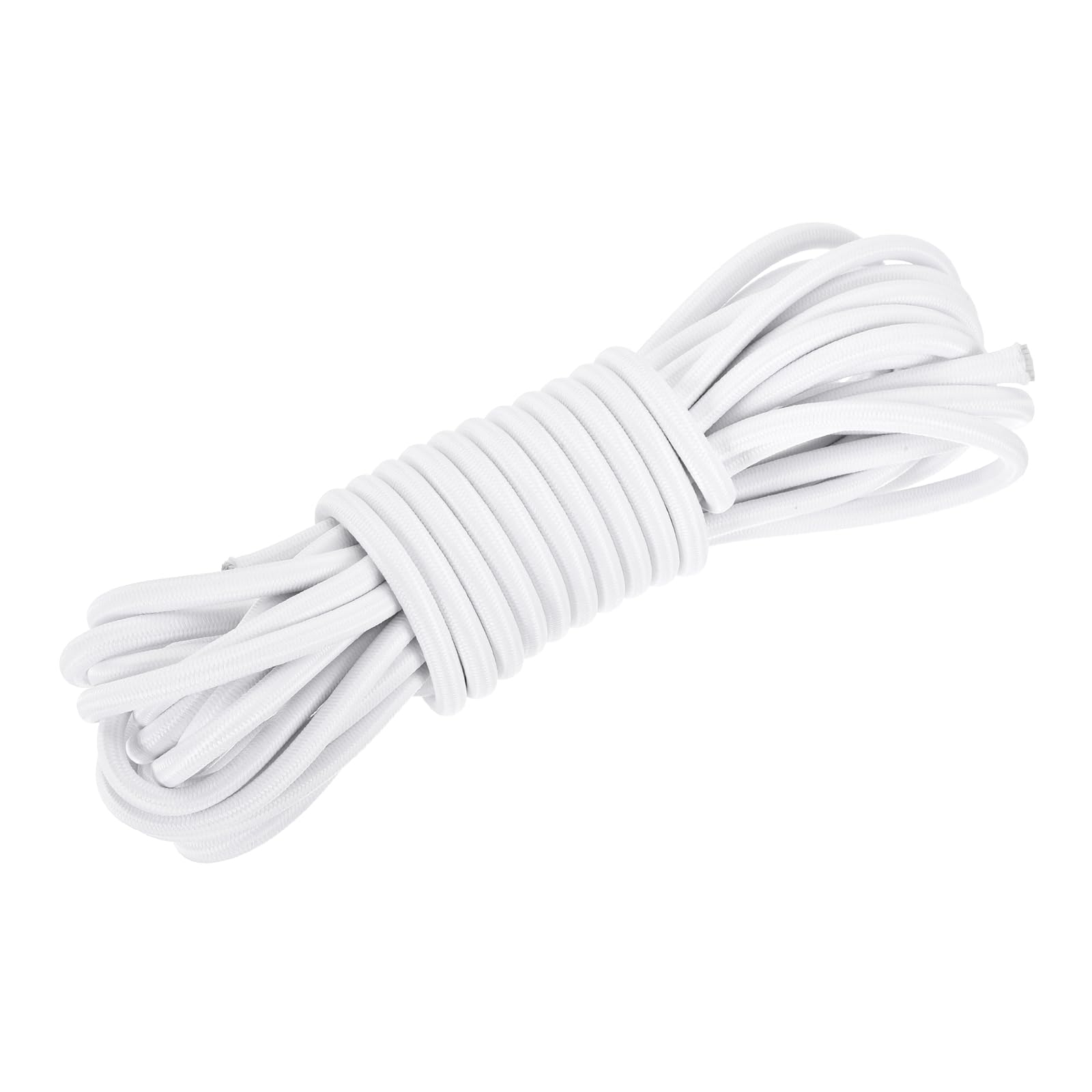 DMiotech 6mm Shock Cord, 7.6 M White Bungee Cord Tent Pole Shock Cord Round Elastic Kayak Rope Stretch String Marine Grade Heavy Polyester for DIY Projects Tie Downs