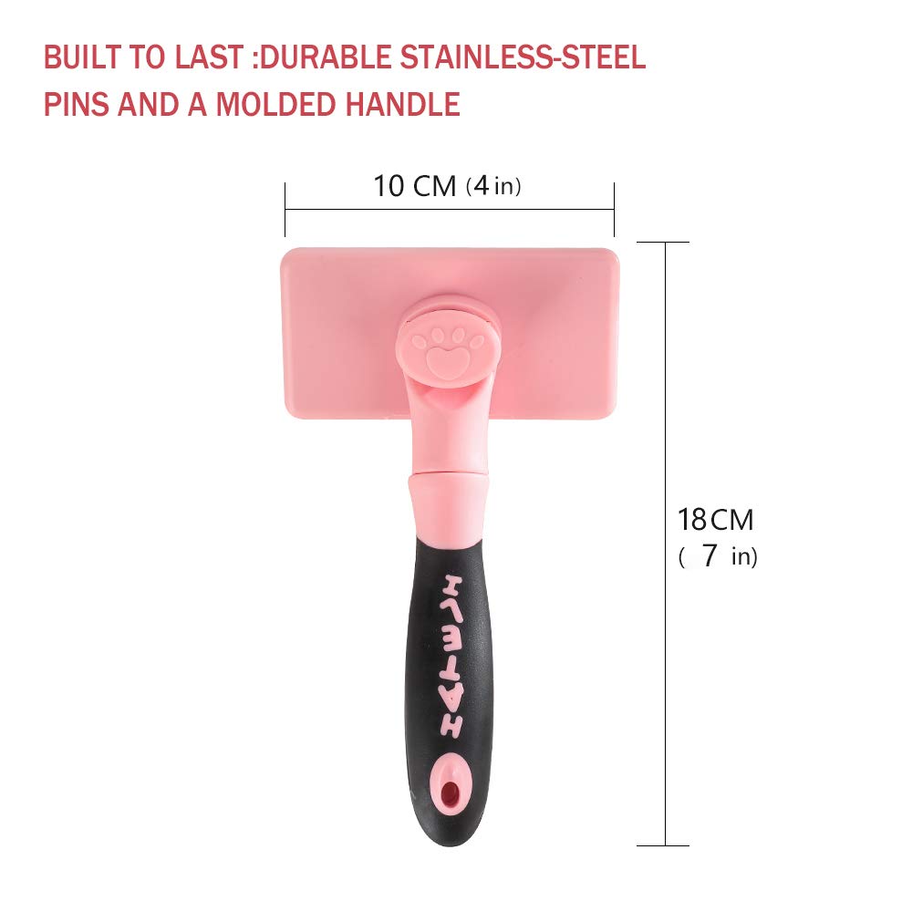 HATELI Self Cleaning Slicker Brush for Cat & Dog - Cat Grooming Brushes for Shedding Removes Mats, Tangles and Loose Hair Suitable Cat Brush for Long & Short Hair (Pink): Beauty