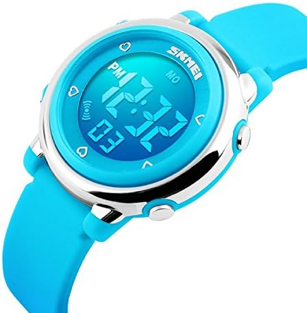 Kids Outdoor Sport LED Digital Electrical Luminescent Waterproof Alarm Children Dress Wrist Watch with Stopwatch and Silicone Band for Boys Girls - Blue