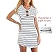 Tenworld Women Crew Neck Short Sleeve Striped Loose T-Shirt Mini Dress(S - XXXL) (S = US 4),Multicolor,Small