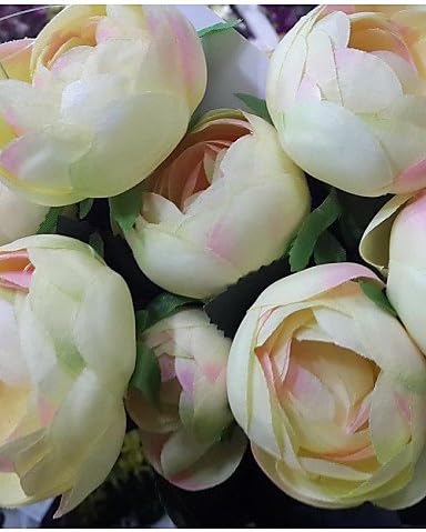 KIUYTGHNB 12 Heads Camellia Bud Simulation Flowers , green QUILT
