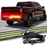 OPT7 Tailgate Light Bar - Plug &amp; Play for 2019-2021 Silverado, Sierra 1500 | Redline 60" Aluminum Rigid 1-Piece Triple Row LED Truck Dynamic Taillight w/Sequential Amber Turn + Harness