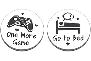 STVK Funny Decision Coin Gifts Christmas Stocking Stuffers for Son Boys Girls Boyfriend Husband Birthday Gift Funny Gamer Gifts for Gamer Games Lover Gaming Room Accessory One More Game Coin Double-decided