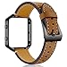 Dizywiee for Fitbit Blaze Leather Bands with Metal Frame, Classic Genuine Leather Wristband for Fitbit Blaze Replacement Fitness Strap Women Men