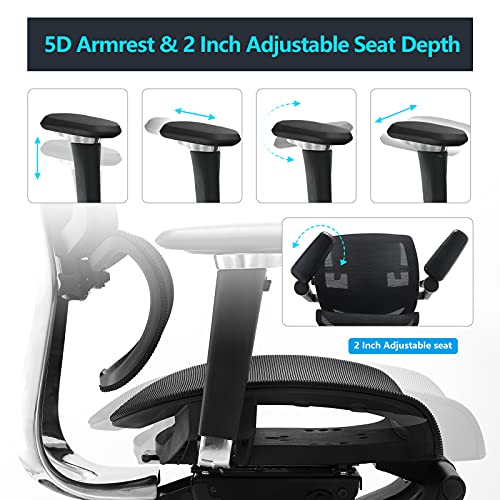 Ergonomic Office Chair Mesh Desk Chair with 5D Armrest, Computer