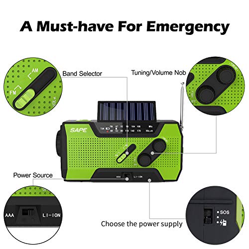 Solar Radio, Kurbelradio AM/FM Wiederaufladbare Dynamo Radio Wasserdicht LED Dynamo Lampe Powerbank f¨¹r Wandern,Camping… – Bild 4