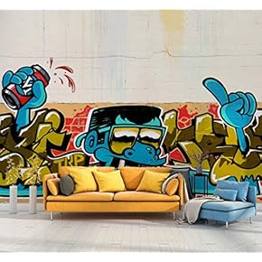 Wall Mural Colorful Graffiti Removable Wallpaper Wall Sticker for Bedroom Living Room - 66x96 inches