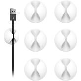 Shintop 6pcs Cord Holder, Self-Adhesive Cable Clips for Phone Chargers | Rubber Wire Organizer, Desk Cable Management, Residue-Free, Easy Reach, Secure Hold, for Phone Chargers, USB, and Mouse Cords