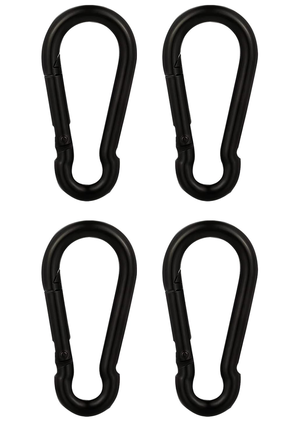 HOMPER 4pcs M6 Carabiner Hook - Heavy Duty 304 Stainless Steel Snap Keychain Clips for Outdoor, Camping, Hiking,Black