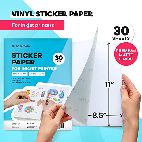 Sticker Paper For Inkjet Printer - Printable Vinyl Sticker Paper (30 ...