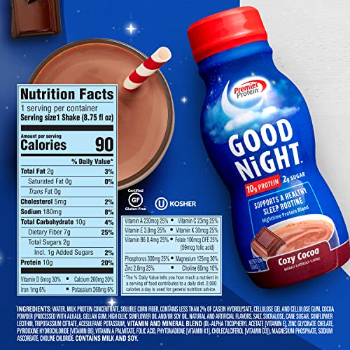 Premier Protein Good Night Protein Shake, Cozy Cocoa, 10g Protein, 2g