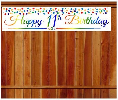 CakeSupplyShop Item#011RPB Happy 11th Birthday Rainbow Wall Decoration Indoor/Outdoor Party Banner (10 x 50inches)