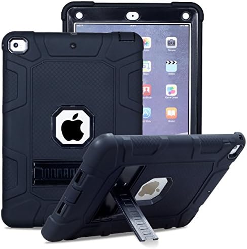 iPad 9.7 2018/2017 Case,Hybrid Hard Rubber ShockProof Protection case Armor Heavy Duty Military With Rugged Stand Cover for Apple iPad 9.7 2018 6th Gen/2017 5th Gen Black