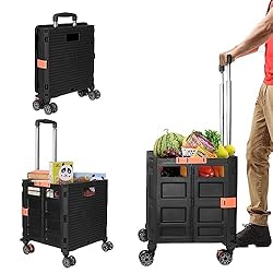 Rolling Crate Utility Cart Collapsible Tote Basket