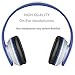 BestGot Kids Wired Headphones Boys Over Ear with Microphone for Kids Adult in-line Volume with Cloth Bag Foldable Headphone with 3.5mm Plug Removable Cord (White/Blue)