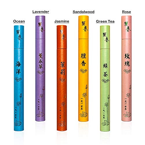 Corciosy Aromatherapy 270 Sticks Morning Star Incense Sandalwood Lavender Jasmine Green Tea Rose Ocean Fills The Room with The Perfect Aroma - 100% Natural - Lasts 40+ Minutes(6 Boxes)
