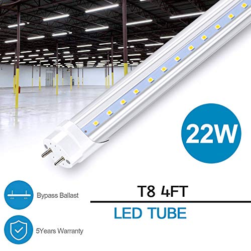 CNSUNWAY LIGHTING T8 4FT Light Tubes, Dual-End Powered, Ballast Bypass, 22 Watts, 2400 Lumens, 5000K Daylight, Clear Cover, F48T8 Fluorescent Replacement-4 Pack - Thumbnail 2
