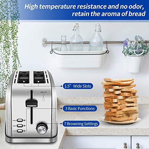 iFEDiO 2 Slice Toaster Best Rated Prime with Removable Crumb Tray Stainless Steel Compact Extra