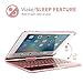 iPad Keyboard Case Dingrich 360 Degree Rotating Full Angle Smart Keyboard Case 7 Color Backlight Auto Sleep Wake up Function iPad Air/iPad Air 2/iPad Pro 9.7/iPad 9.7 5th Gen (Rose Gold)