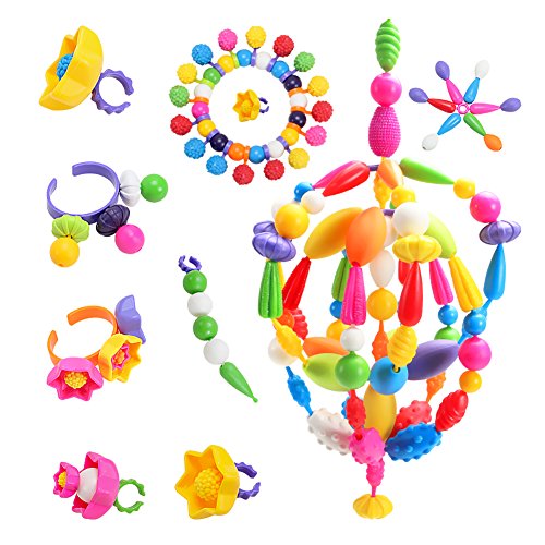 Trooer 260 Pcs Snap Pop Beads Set for Kids, Pop Beads DIY Jewelry Bracelet and Necklace Making Kit Art and Crafts Toys for Kids
